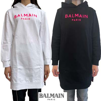 バルマン BALMAIN キッズ 小わっぱ服 ロングパーカー 汗水 御召しもの 衣裳 成年者着付ける可  フロントピンクロゴ・サイドスリット内辺ロゴタイプ伝達ルート入り口・入口ロング丈パーカー 白いこと/黒いこと BU1B30 Z0081 100FU/930FU (R74800/R77000) 421 2024年春夏新作 貨物輸送無料 【smtb-TK】