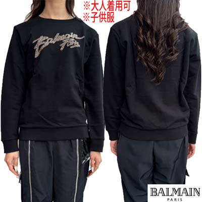 バルマン BALMAIN キッズ ちびっ子服 調教師 汗水 ガールズ ボーイズ ユニ一発やる可 成年者着付ける可 フロントゴールドラインストーンかざり付ける付き添い人シグネチャーロゴ入り口・入口調教師 黒いこと BU4A70 Z0001 930OR (R49500) 421 2024年春夏新作 【貨物輸送無料】 【smtb-TK】