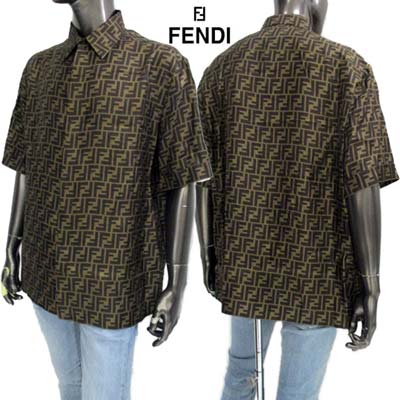 FENDI 襟付き半袖シャツ シャツ リネン ライトブルー | Fendi