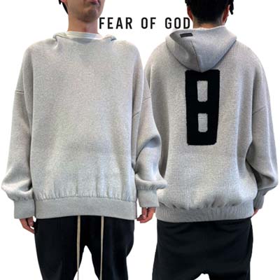 フィアオブゴッド FEAR OF GOD パーカー ニット メンズ フーディ トップス ビッグサイズ バックビック8ロゴ・フード部分レザーロゴ付きプルオーバーウールニット グレー FG820 2272WOL 085 (R306000) IKO421 2024年春夏新作 【送料無料】 【smtb-TK】｜ガッツ ブランドショップ