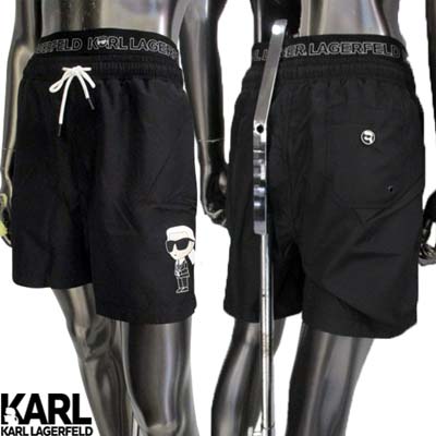 カールラガーフェルド KARL LAGERFELD 海水着 スイムウェア メンズ さる股引き 砂浜ズボン下 レフトサイドロゴ・バックポケット分け取りロゴパッチ・ウエストロゴライン入り口・入口ダブルウエストボードショーツ 黒いこと 235M2213 999 (R18700) 421 2024年春夏新作 貨物輸送無料 【smtb-TK】