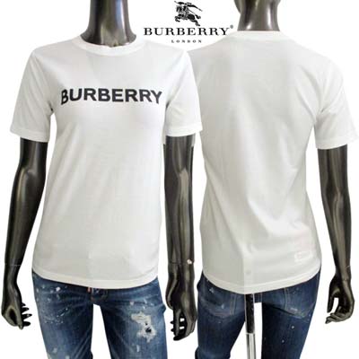 バーバリー BURBERRY Tシャツ レディース 半袖 MARGOT BRN トップス 同デザインの色違い黒・キャメル有 フロントブラックロゴ入りシンプルデザインショートスリーブコットンTシャツ ホワイト 8080325 148164 A1464 (R66000) 421 2024年春夏新作 【送料無料】 【smtb-TK】｜ガッツ ブランドショップ