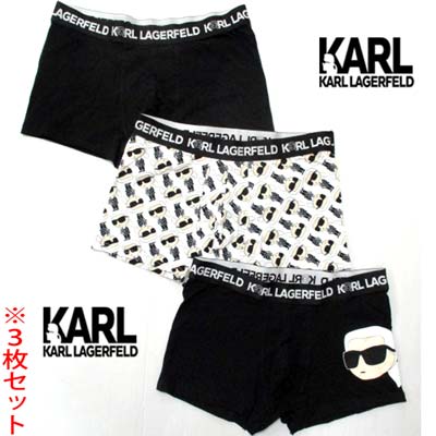 カールラガーフェルド KARL LAGERFELD ボクサーズボン下 メンズ 下着類 アンダー御召しもの 分かりやすいひな形・総柄ロゴ・サイドアイコニックロゴ・ウエストロゴライン入り口・入口３枚書き割りボクサーズボン下 白いこと/黒いこと 236M2100 Q89 (R8800) 421 2024年春夏新作 貨物輸送無料 【smtb-TK】