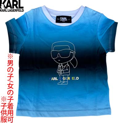 カールラガーフェルド KARL LAGERFELD 半袖Tシャツ キッズ 子供服 ユニセックス アイコニックロゴ/カラフルロゴ・バックショルダーロゴ入りグラデーションカラーショートスリーブTシャツ ブルー Z30050 N48 2A/3A/4A/5A (R10100) 421 2024年春夏新作 【送料無料】【smtb-TK】