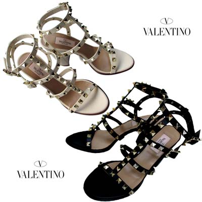 ヴァレンティノ VALENTINO 踵サンダル 靴 シューズ レディース 2色詳しく述べる ストラップ・スタッズ付き添い人踵サンダル 象牙色/黒いこと 4W2S0749 VBP I16/0NO (R154000)  421 2024年春夏新作 【貨物輸送無料】 【smtb-TK】