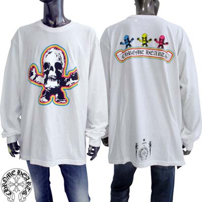 クロムハーツ CHROMEHEARTS ロンT ロングTシャツ メンズ 長袖 フロント/バックレインボースカル・バック裾ホースシューエンブレムロゴ/クロス入りロングスリーブTシャツ ホワイト FOTI Rainbow Scroll Logo LSWHITE (R148500) 421 2024年春夏新作 送料無料 【smtb-TK】｜ガッツ ブランドショップ 81,675円