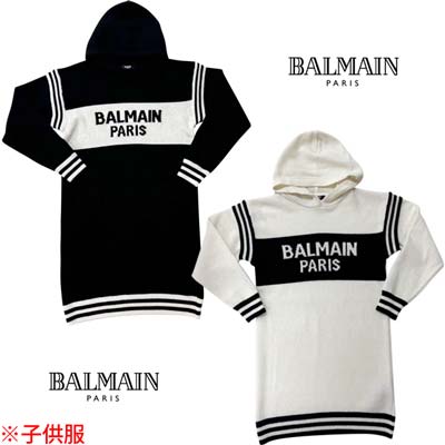 バルマン BALMAIN 衣裳 キッズ 小わっぱ服 御召しもの 編み物 ティーシャツ ※大いさにより成年者着付ける可 ロゴタイプ・裾/袖/リストバンド伝達ルート・ボンネット付カシミール混ウールニットワンピース 白いこと/黒いこと BV1B40 Z2361 102NE/930AV 8A/10A (R128000) 422 2024年秋冬新作 貨物輸送無料 【smtb-TK】