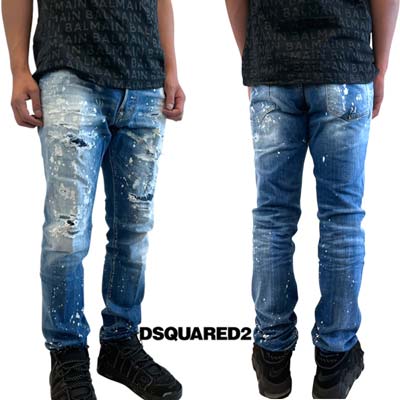 ディースクエアード DSQUARED2 パンツ ジーンズ メンズ デニム Cool Guy ボトムス 全体ダメージ/ペンキ加工・バックDSQ2/DSQUARED2ロゴパッチ・フロントロゴタグ付きクラッシュデニム ブルー S71LB1463 S30342 470 (R165000) 422 2024年秋冬新作 【送料無料】 【smtb-TK】｜ガッツ ブランドショップ