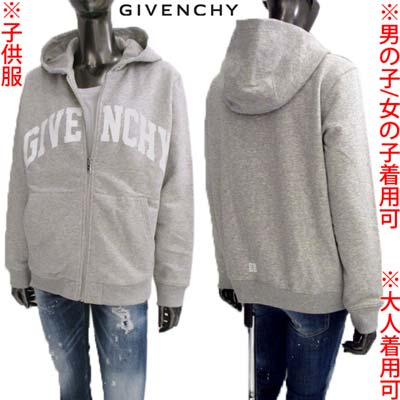 ジバンシー GIVENCHY パーカー フーディ 小わっぱ服 キッズ トップス ユニ一発やる 成年者着付ける可 フロントブランドアーチロゴ・バック裾4Gモノグラムロゴプリント入り口・入口ジップアップパーカー 薄墨色 H30319 A01 (R65000)  422 2024年秋冬新作 【貨物輸送無料】 【smtb-TK】