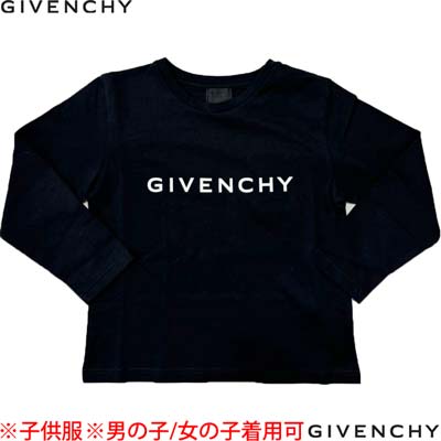 GIVENCHY ジバンシー ロンT キッズ 子供服 長袖Tシャツ ロングTシャツ トップス ユニセックス フロントブランドロゴ・バック裾4Gロゴプリント入りロングスリーブコットンTシャツ ブラック H30430 09B 04A/05A (R30000) 422 2024年秋冬新作 【送料無料】 【smtb-TK】|ガッツ ブランドショップ