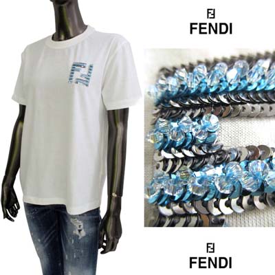 FENDI Tシャツ　半袖 FENDI フェンディ 半袖Tシャツ FS7254 ALCA レディース ロゴ刺繍