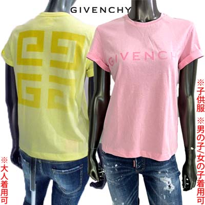 ジバンシー GIVENCHY キッズ 子供服 Tシャツ 半袖 ユニセックス 大人着用可 フロント同色系ブランドロゴ/バックビック4Gモノグラムロゴ入りショートスリーブコットンTシャツ イエロー/ピンク H30079 518/465 12PLUS (R37400) 2024年春夏新作 送料無料 【smtb-TK】