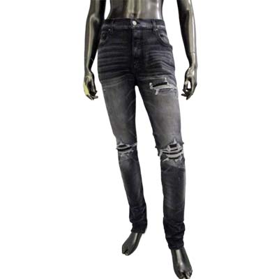 AMIRI アミリ ジーンズ メンズ パンツ デニム ダメージ加工 ブランドロゴ MX1 LEATHER JEAN グレー PF23MDS045 516 STORM GREY (R220000) MB521 2025年春夏新作 【送料無料】 【smtb-TK】|ガッツ ブランドショップ