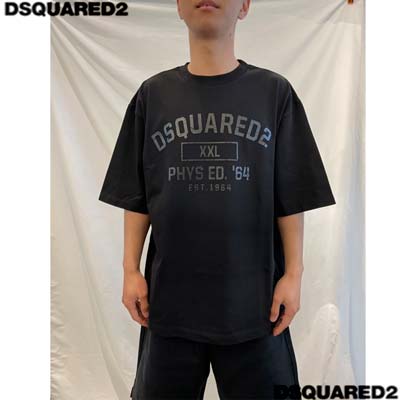 【関税込 日本発送】DSQUARED2ロゴアップリケTシャツ ブラック 関税込み♪ DSQUARED2 / スパンコール ロゴ パッチ Tシャツ (D