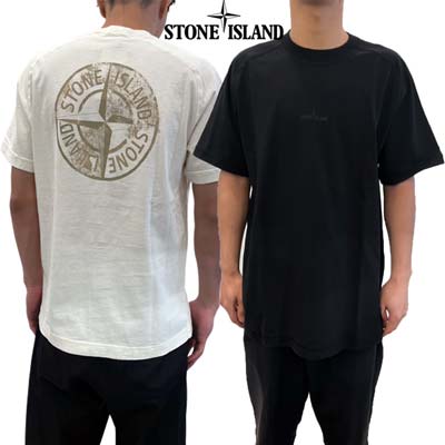 STONE ISLAND ストーンアイランド 半袖Tシャツ メンズ カットソー ブランドロゴ コットン ラグランスリーブ アイボリー/ブラック K1S152100020 S0080 V0093/V0029 (R39600) BJ521 2025年春夏新作 【送料無料】 【smtb-TK】