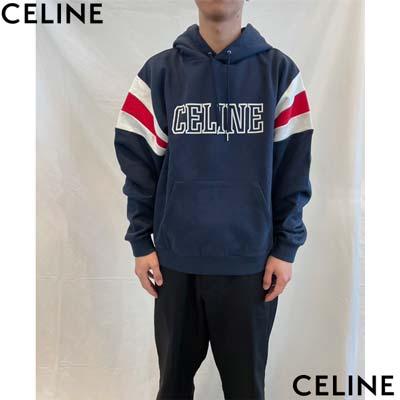 サイズXS★タイムセール★CELINE★フードロゴ人気パーカーブルー サイズXS☆タイムセール☆CELINE☆フードロゴ人気パーカーブルー