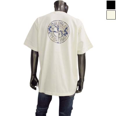 STONE ISLAND ストーンアイランド 半袖Tシャツ メンズ カットソー ブランドロゴ コットン ペンキ プリント アイボリー/ブラック K1S1521002RC S0153 V0093/V0029 (R41800) BJ521 2025年春夏新作 【送料無料】 【smtb-TK】|ガッツ ブランドショップ