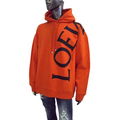 【LOEWE直営】SALE！ アナグラムレザーパッチ フーディ レッド LOEWE】新作☆コットン☆アナグラムレザーパッチフーディー