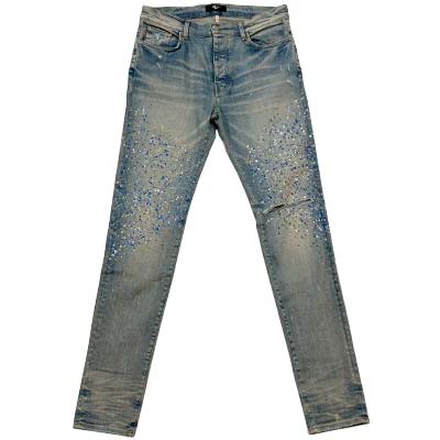 AMIRI アミリ ジーンズ メンズ パンツ デニム ジーパン CRYSTAL PAINTER クリスタル ダメージ ブランドロゴ ブルー MDS114 408 (R240000) GB521 2025年春夏新作 【送料無料】 【smtb-TK】|ガッツ ブランドショップ