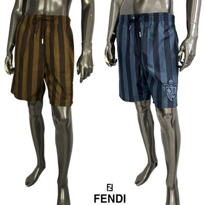 FENDI フェンディ スイムパンツ メンズ 海水着 縞模様 表象ロゴタイプ ブランド名ロゴタイプ FF ドローストリング 赤銅色/米国海軍 FXB134 金8M F13IZ/F1PMG (R145200) 521 2025年春夏新作 【貨物輸送無料】 【smtb-TK】