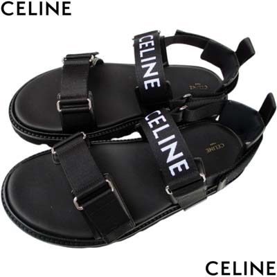 CELINE セリーヌ サンダル メンズ 靴 ブランド名ロゴタイプ ベルクロ ビリー ストラッピー 黒いこと 363435 103C 38NO (R137500) GB521 2025年春夏新作 【貨物輸送無料】 【smtb-TK】