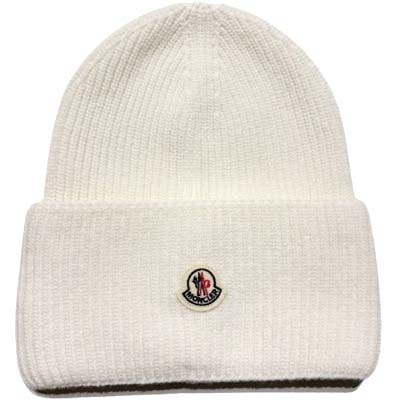 Moncler カシミア混　ニット帽　アイボリー ビーニー　モンクレール Moncler カシミア混 ニット帽 アイボリー ビーニー モンクレール