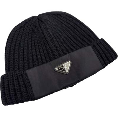 楽天市場】プラダ ニット帽 ビーニー トライアングルロゴ ブラック