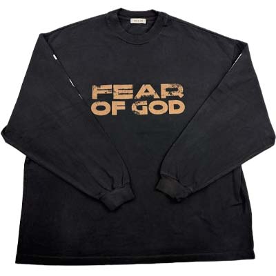 FEAR OF GOD フィアオブゴッド ロンT 長袖Tシャツ メンズ ブランドロゴ ヴィンテージ風 コットン ブラック FG25FW10 10402HWJUS 001 Black (R36300) MINE522 新作 【送料無料】