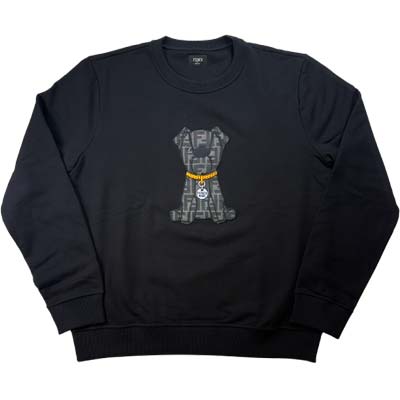 FENDI フェンディ 調教師 メンズ 汗水 FFモノグラム ドッグモチーフ 労働者の一団のど首 黒いこと FY0178AW0QF0QA1 (R200200) MENGO621 新作 【貨物輸送無料】