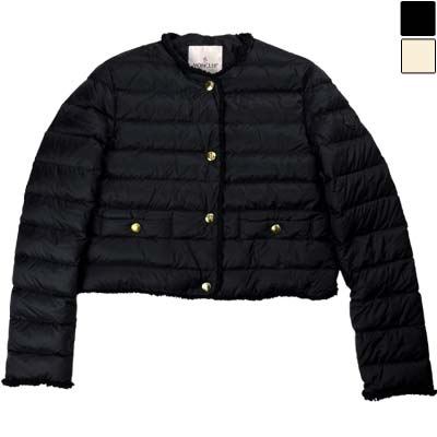 MONCLER モンクレール ダウンジャケット レディース FLEURS ロゴワッペン スナップボタン ブークレトリム ライトベージュ(20N)/ブラック(999) L10931A00104597YF (R222200) GROP621 新作 【送料無料】