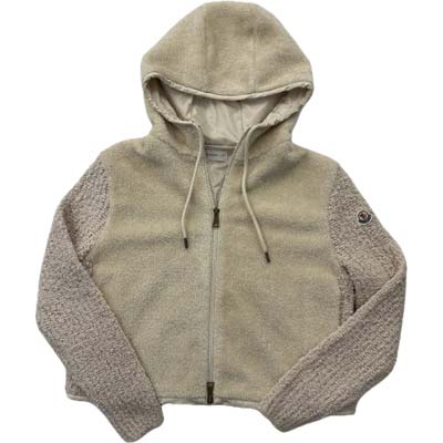 MONCLER モンク軌跡 ジップアップパーカー レディース テディボンネット 原料品うつり変わり目論む ロゴタイプ紋章 白いこと象牙色 9B00017M8931050 (R222200) GROP621 新作 【貨物輸送無料】