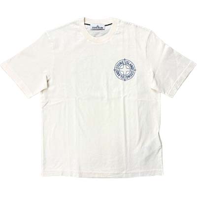 STONE ISLAND ストーンアイランド 半袖Tシャツ メンズ コンパスロゴプリント ガーメントダイ 綿100% リブネック アイボリー L1S152100001S0284V0093 (R41800) BJ621 新作 【送料無料】|ガッツ ブランドショップ