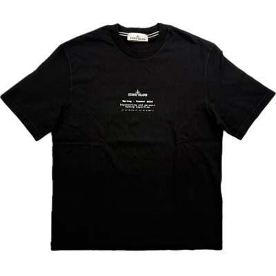 STONE ISLAND ストーンアイランド 半袖Tシャツ メンズ ブランドロゴ ランゲージプリント コンパスロゴ ガーメントダイ 綿100% ブラック L1S152100001S0285V0029 (R41800) BJ621 新作 【送料無料】