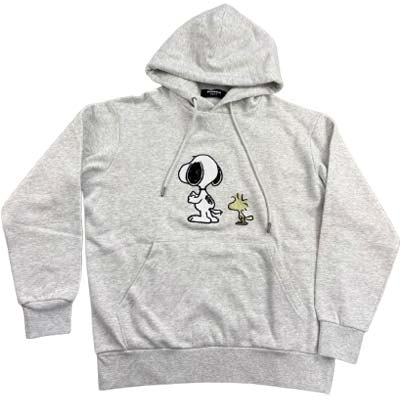 1PIU1UGUALE3 RELAX ウノピゥウノウグァーレトレ パーカー メンズ PEANUTSコラボ ロゴ スヌーピー ウッドストック ラインストーン 折り鶴 プルオーバー フーディ ライトグレー USO-26055 SN12 (R18920) 621 新作 【送料無料】