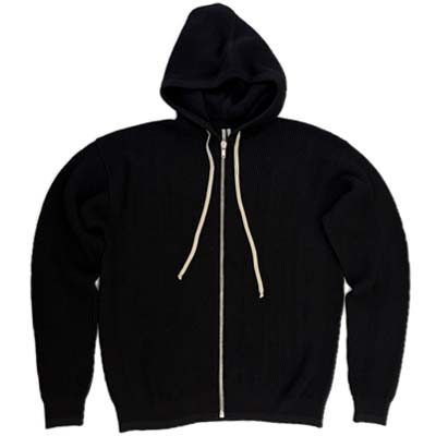 RICK OWENS リックオウエンス ニットパーカー メンズ フーディ 全体縦リブ バックセンターライン ジップアップ ブラック RU01F2614 KWVH 09 (R210100) RITZ621 新作 【送料無料】