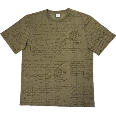 BERLUTI ベルルッティ 半袖Tシャツ メンズ 総柄スクリット ネックリブ編み 綿100% R30JRS102-002 H80 SALVIA (R92400) GB621 新作 【送料無料】