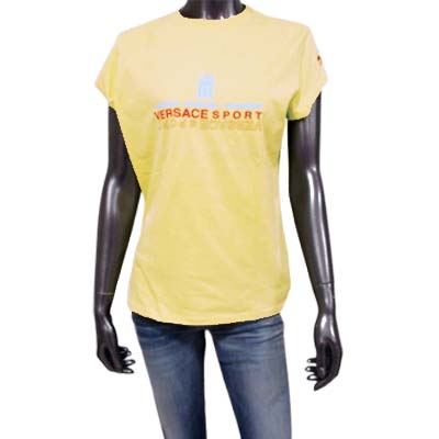 VERSACE SPORT ヴェルサーチスポーツ Tシャツ レディース 半袖 OLYMPIC MUSEUM 五輪ロゴ メデューサロゴ イエロー 25787-108985_830 (R8900) 74 新作 【送料無料】｜ガッツ ブランドショップ