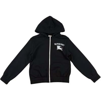 BURBERRY バーバリー パーカー キッズ ジップアップ EKDロゴタイプ ノバチェックタブ 黒いこと  8117347 148165 A1189 (R50600) COLOG621 新作 【貨物輸送無料】