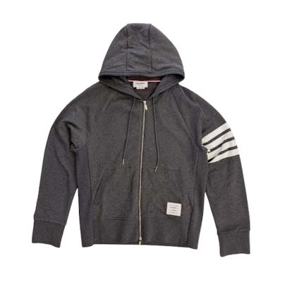 THOM BROWNE トム赤銅色 パーカー メンズ フーディ 4BAR ジップアップ トリコロールタブ 暗然たる薄墨色 MJT022L-00535-025 (R176000) COLOG621 新作 【貨物輸送無料】