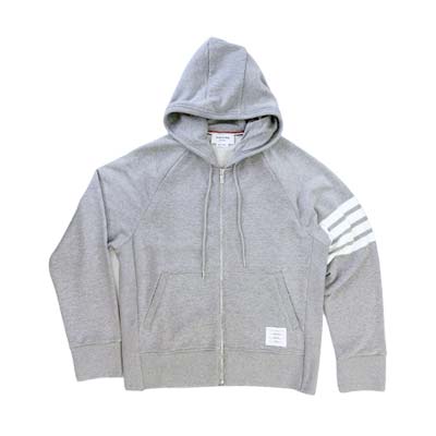 THOM BROWNE トム赤銅色 パーカー メンズ フーディ 4BAR ジップアップ トリコロールタブ 点火装置薄墨色 MJT022L-00535-068 (R176000) COLOG621 新作 【貨物輸送無料】