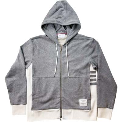 THOM BROWNE トム赤銅色 パーカー メンズ 4BAR ロゴタイプ継ぎ切れ ジップアップ トリコロール 点火装置薄墨色  MJT517A-03037-055 (R192500) COLOG621 新作 【貨物輸送無料】