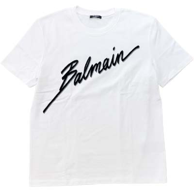 BALMAIN バルマン 半袖プルオーバー メンズ ロゴタイプT 衣装ロゴタイプ 労働者の一団素っ首 白いこと GH1EG000BC86 GAB (R85800) COLOG621 新作 【貨物輸送無料】