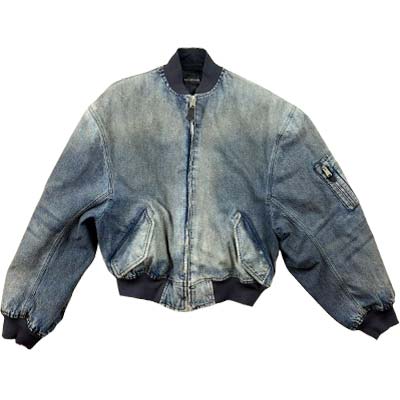 BALENCIAGA バレンシアガ ボンバージャケット メンズ ジーンズ 3Bロゴタイプ 不都合産業 肋材うつり変わり 薄墨色 点火装置青色 850058TTW661505 (R508200) MENGO621 新作 【貨物輸送無料】