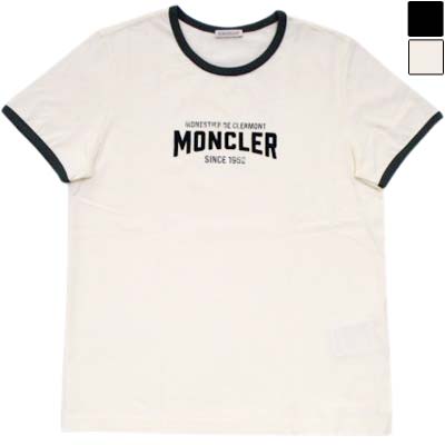 MONCLER モンク線路 半袖プルオーバー レディース 衣装ロゴタイプ ヴィンテージプリント ロゴタイプT 対比青写真 白いこと象牙色/黒いこと L10938C0003189AUO (R62700) BJ621 新作 【貨物輸送無料】