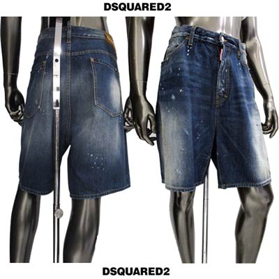 DSQUARED2 ディースクエアード カットオフ デニム ショートパンツ 48 DSQUARED2 ディースクエアード ダメージ ボタンフライ デニム