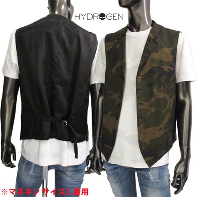ハイドロゲン HYDROGEN メンズ トップス ベスト ジレ ロゴ ボタンロゴ刻印・カモ柄ベスト 190714 060 DB (R34560)【送料無料】【smtb-TK】|ガッツ ブランドショップ