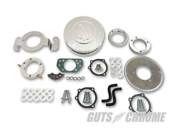 サマーセール10 6100-1512 シールドタイプSUエアクリーナーキット37mm 99年以降TC|GUTS CHROME
