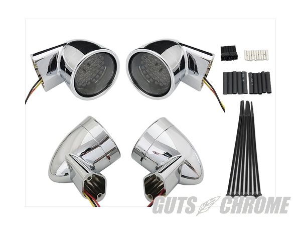 【取寄】33-5013 Revox Bulletスタイル　LEDウインカーキット　クローム　スモークレンズ