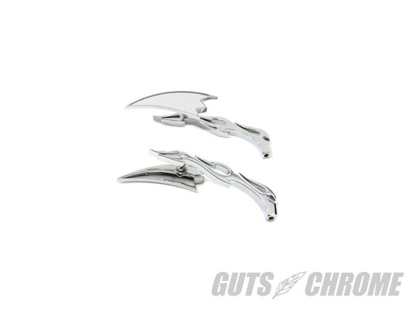 クーポン対象5【取寄】34-0152 クレセント ミラー　セット ビレット フレイム ステム付｜ＧＵＴＳ ＣＨＲＯＭＥ
