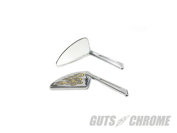 クーポン対象5【取寄】34-0366 ティアドロップ ミラー セット スロッテッド ステム付|GUTS CHROME